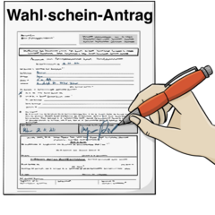 Wahlscheinantrag unterschreiben