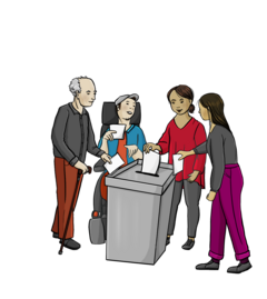 Wahlurne Menschen verschieden