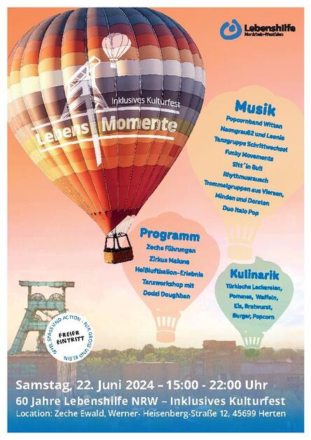 Poster inklusives Kulturfest Lebenshilfe NRW
