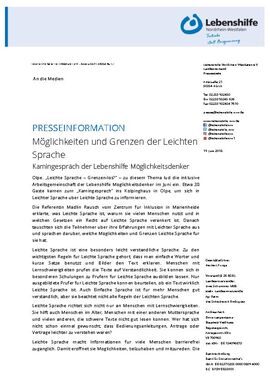 Möglichkeiten und Grenzen der Leichten Sprache