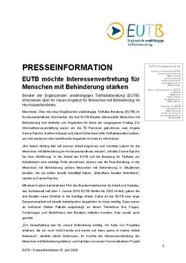 EUTB  möchte  Interessenvertretung  für Menschen mit Behinderung stärken