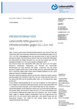Lebenshilfe NRW gewinnt im Elfmeterschießen gegen SG L.O.K.mit 10:9