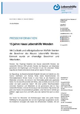 15 Jahre Haus Lebenshilfe Wenden