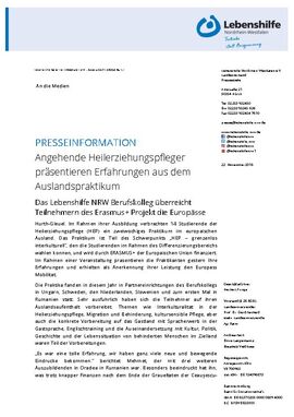 Angehende Heilerziehungspflegerpräsentieren Erfahrungen aus dem Auslandspraktikum