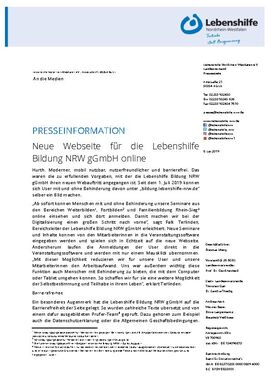 Neue Webseite für die Lebenshilfe Bildung NRW gGmbH online