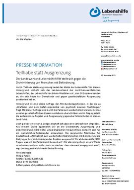 Teilhabe statt Ausgrenzung