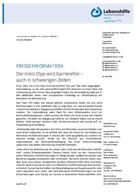 Der Kreis Olpe wird barrierefrei – auch in schwierigen Zeiten