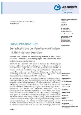 Benachteiligung der Familien von Kindern mit Behinderung beenden