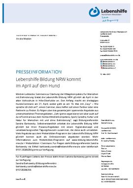 Lebenshilfe Bildung NRW kommt im April auf den Hund