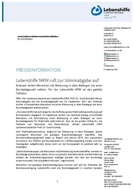 Lebenshilfe NRW ruft zur Stimmabgabe auf