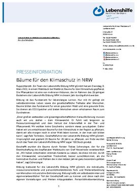Bäume für den Klimaschutz in NRW