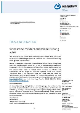 Sinnesreise mit der Lebenshilfe Bildung NRW