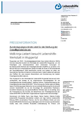 MdB Anja Liebert besucht Lebenshilfe-Werkstatt in Wuppertal