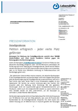 Freiwilligendienste: Petition erfolgreich - jeder vierte Platz gefährdet