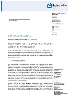 Bedürfnisse von Menschen mit Autismus werden zu wenig gesehen