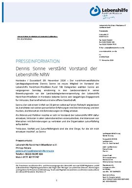 Dennis Sonne verstärkt Vorstand der Lebenshilfe NRW