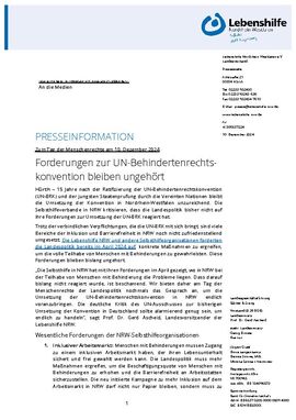 Forderungen zur UN-Behindertenrechts-konvention bleiben ungehört