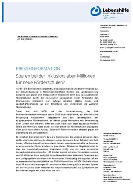 Sparen bei der Inklusion, aber Millionen für neue Förderschulen?