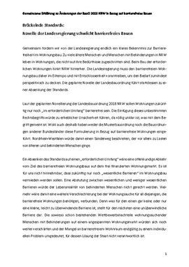 Novelle der Landesregierung schwächt barrierefreies Bauen